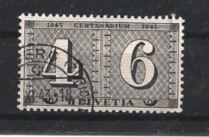 1943 Schweiz  100 j. Postmarke O-stempel SBK 258 Bild 1