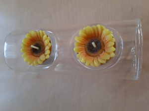 Hohlglas mit Sonnenblumenkerzen Bild 2