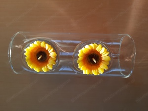 Hohlglas mit Sonnenblumenkerzen Bild 3