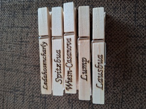 Holz-Wäscheklammern  mit Text  gelasert "Oktoberfest - Feier - Party - Namensschilder " Holz Bild 5
