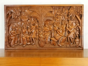 Wandbild Holzrelief aus Ghana von zirka 1960 Vintage Bild 1