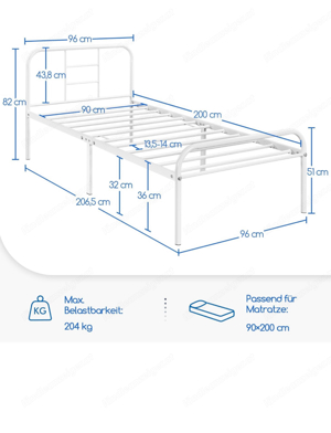 bett 90x200 weiß