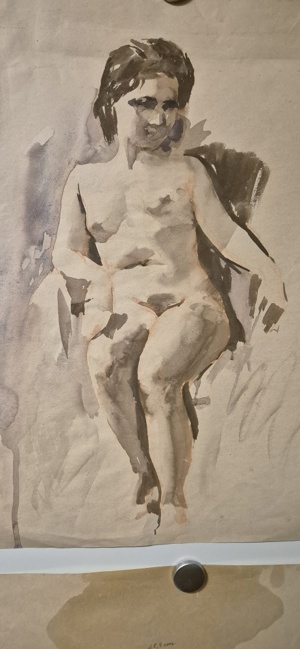 Akt in Aquarell von Hans Strobl gest.1974. 