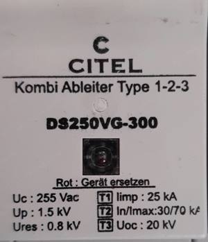 Citel Kombi-Ableiter Überspannungsschutz, HNr. DS250VG-300 DE, 4er Pack (auch einzeln erhältlich) Bild 2