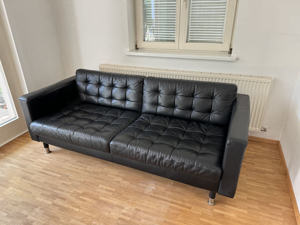 Verkaufe schwarze Ledercouch Ikea Landskrona