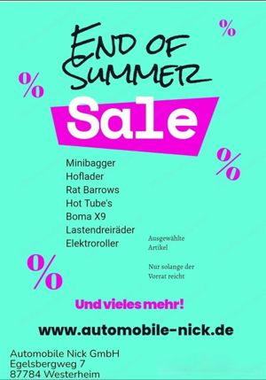 % % % End of Summer Sale % % %