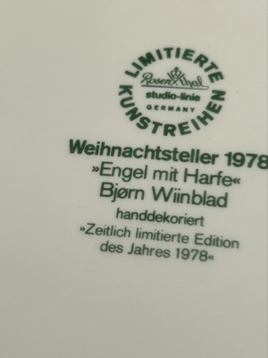 Rosenthal Wandteller 1978 "'Engel mit Harfe" Bild 4