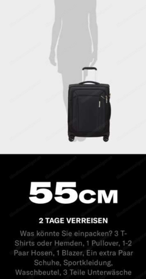 SAMSONITE Trolley mit 4 Rollen black Schwartz Reisekoffer Koffer Reise 55 x 40 x 20 cm Bild 2