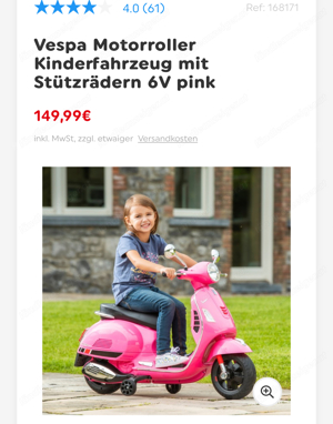 Elektro vespa pink kinder 