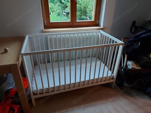 Babybett 60x120cm, weiß, Ikea, inkl Matratze und Bettlaken