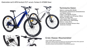 NEU! Elektrofahrrad E-MTB Hardtail 27,5 " E-HT3000 Sloot UVP:  2600