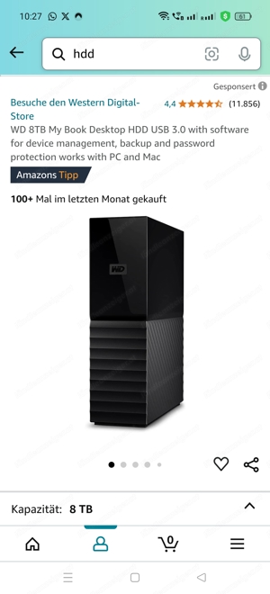 Externe Festplatte WD 8TB My Book