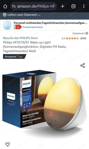 Licht Wecker von Philips (Sonnenaufgang wake up light) 