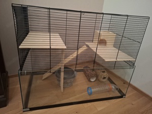 Hamsterkäfig mit 2 Etagen und Glas Bild 4