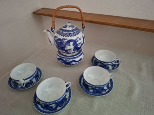 Teeservice "Chinese Style Drache" bau-weiß Bild 1