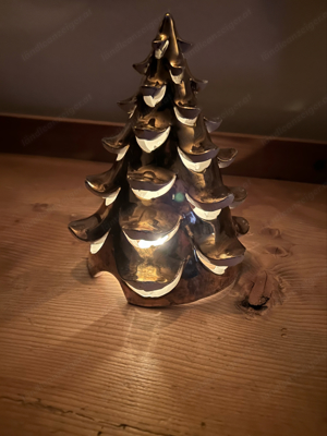 Goldene Christbaum Skulptur Keramik Bild 2