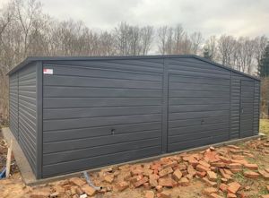 Garage 8m x 6m in Graphitfarbe, Blechgarage, Geräthaus, Versteck, Lager, Transport und Montage