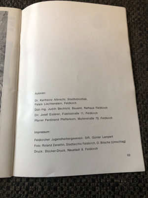 Für Sammler: Jugendherberge Feldkirch, Festschrift 1985 Bild 4