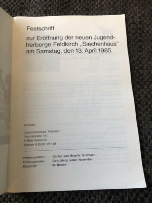 Für Sammler: Jugendherberge Feldkirch, Festschrift 1985 Bild 2