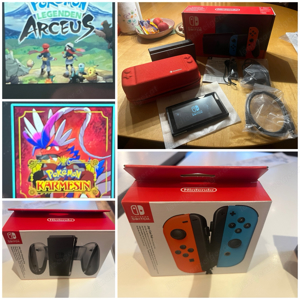 Nintendo Switch Konsole inkl. 2 Pokemon Spielen + neue Joy-Con + neuer Charging Grip