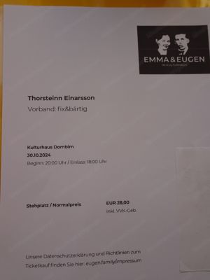 Thorsteinn Einarsson Konzert am 30.10.2024 in Dornbirn - 1 Ticket