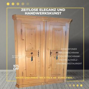 Montafoner Bauernschrank   traditioneller Hochzeitsschrank aus Fichten-Altholz, original restauriert