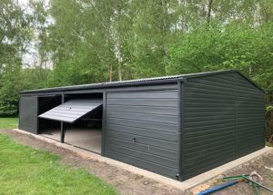 12m x 5m Blechgarage,Farbe Graphit, Geräthaus, Versteck, Lager, Transport, Montage inklusiv