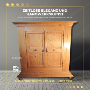 Antiker, restaurierter Aldbachtaler Bauernschrank   naturbelassen und zeitlos elegant