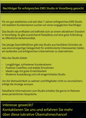 Einmalige Gelegenheit für Business im Fitnessbereich!