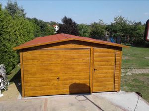 Gartenhaus 4m x 10m, Farbe Goldene Eiche, Schwingtor 1,90m x 2,80, Blechgarage, Garage, Doppelgarage Bild 4