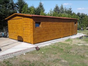 Gartenhaus 4m x 10m, Farbe Goldene Eiche, Schwingtor 1,90m x 2,80, Blechgarage, Garage, Doppelgarage Bild 2