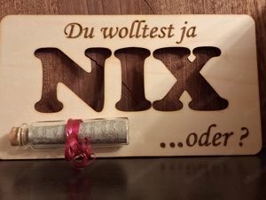 Gelaserte Geschenkidee mit Humor "Du wolltest ja NIX!" Weihnachten Geburtstag oder..... Bild 2