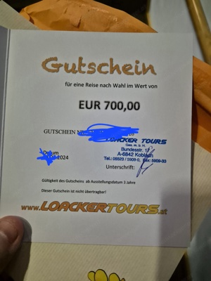 Gutschein Loacker Reisen