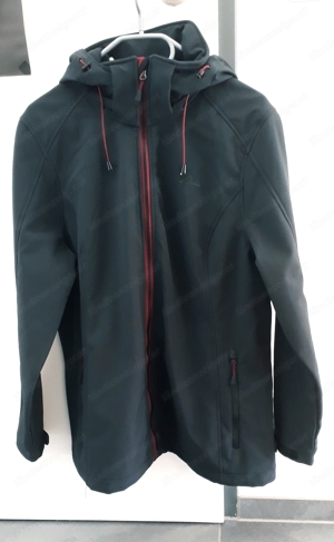 Neuwertige Damen-Softshelljacke Tecwear, Gr. 46, mit Kapuze, schwarz mit rotem Fleecefutter Bild 2