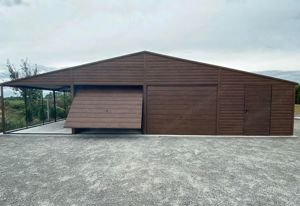 Garage 9m x 6m, Satteldach mit Trapezblech bedeckt, Walnuss, Geräthaus, Versteck, Lager, Transport Bild 4