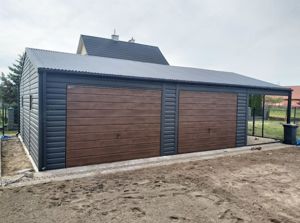 Garage 9m x 6m in Graphitfarbe, Satteldach mit Trapezblech, Geräthaus, Versteck, Lager, Transport