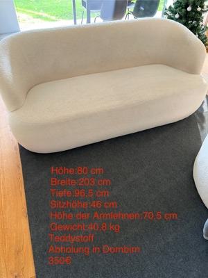 Couch + Sessel (Teddystoff) Bild 2