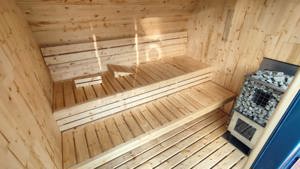 GardenAndPoolsCom Garten Sauna Hütte Outdoor Sauna SPA Sauna Haus Wellness Horisont M3 mit Ofen  Bild 5