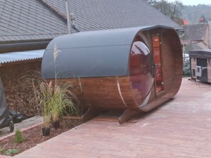 GardenAndPoolCom Gartensauna Sauna Hütte Außensauna Saunahaus SPA Outdoorsauna Panorama 4x2,4m  Bild 9