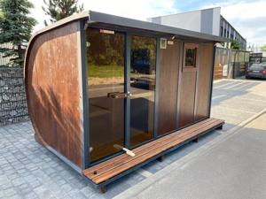 GardenAndPoolsCom Gartensauna SPA Outdoorsauna Saunahaus 3,8 x 2,4 m HORISONT M5 Saunaofen Ruhe Raum