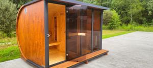 GardenAndPoolsCom Gartensauna SPA Outdoorsauna Saunahaus 3,8 x 2,4 m HORISONT M5 Saunaofen Ruhe Raum Bild 4