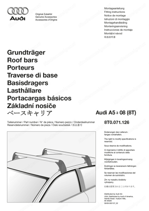 Original Grundträger für das Audi A5 Coupé, Audi-Teilenummer 8T0.071.126, neuwertig Bild 2