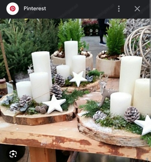 Weihnachten Adventskranz Holzscheiben basteln