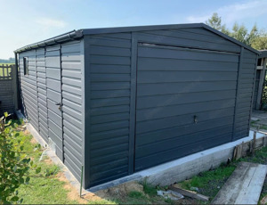 Garage 4m x 6m in Graphitfarbe, Satteldach mit Trapezblech bedeckt, Geräthaus, Lager Transport Bild 2