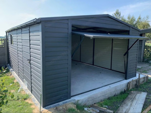 Garage 4m x 6m in Graphitfarbe, Satteldach mit Trapezblech bedeckt, Geräthaus, Lager Transport Bild 3