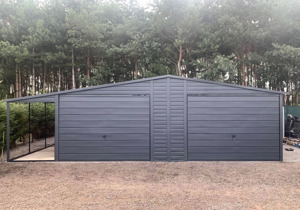 Blechgarage 7m x 6m + Schuppen 2 m, Farbe: Graphit Geräthaus,Doppeltgarage,Metallgarage,Fertiggarage Bild 2