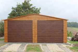 6m x 6m Blechgarage in Eichenholzoptik,Tor, Türen und Dachfenster in Anthrazit, Versteck, Lager Bild 2