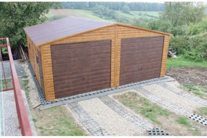 6m x 6m Blechgarage in Eichenholzoptik,Tor, Türen und Dachfenster in Anthrazit, Versteck, Lager Bild 9