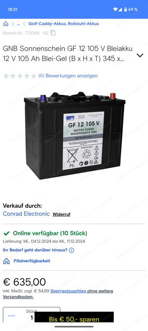 Antriebsbatterie Neuzustand AKKU 12V 3 Stück Batterie für Golfcart, Arbeitsbühnen usw... Bild 3