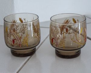 Rauchglas, Trinkgläser v. Luminarc, vintage, auch mit Blumenmuster, Turmalin Gläser, Glas, Trinkglas Bild 4